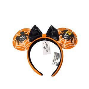 Disney- Parks Loungefly Minnie & Mickey Mouse Halloween Spider Ear Headband US